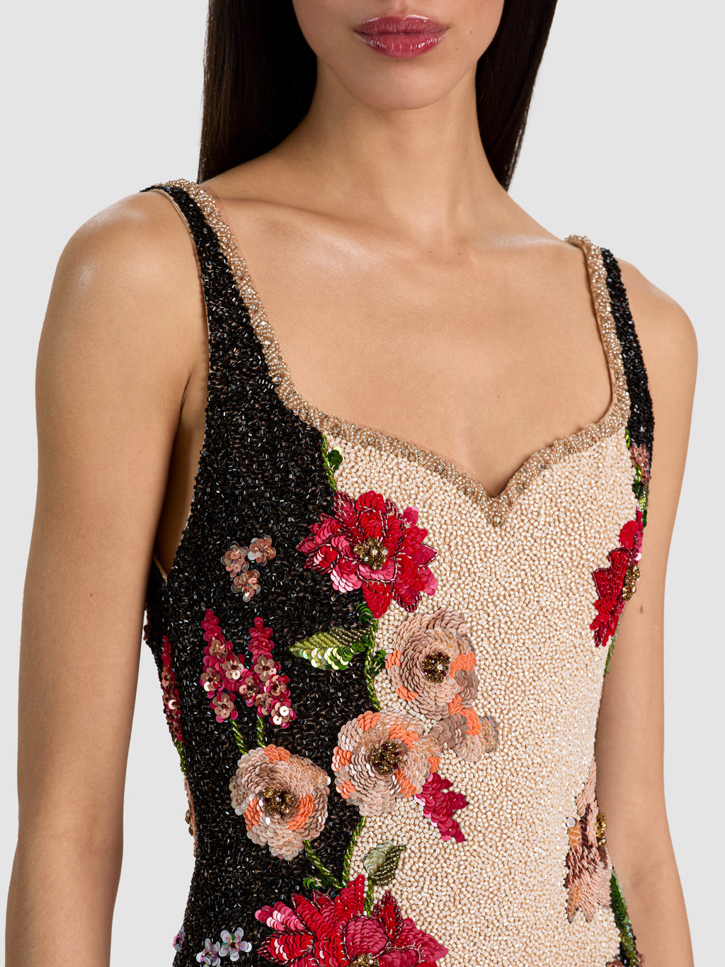 Eve Embellished Mini Dress - Floral Radiance