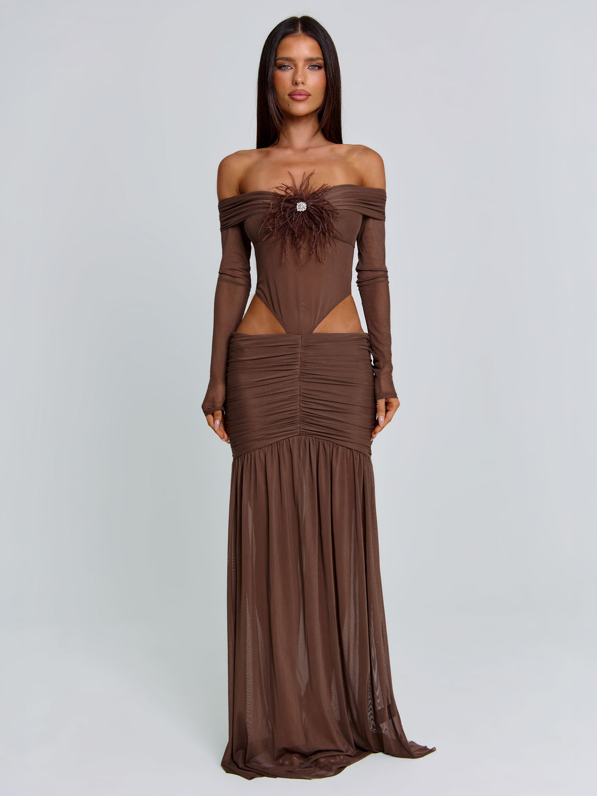 Angelae Maxi Dress Chocolate Brown