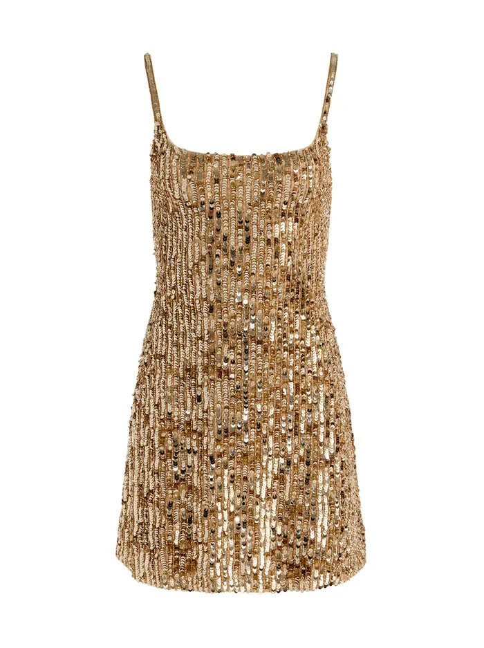 Nina Embellished Mini Dress - Champagne/Gold