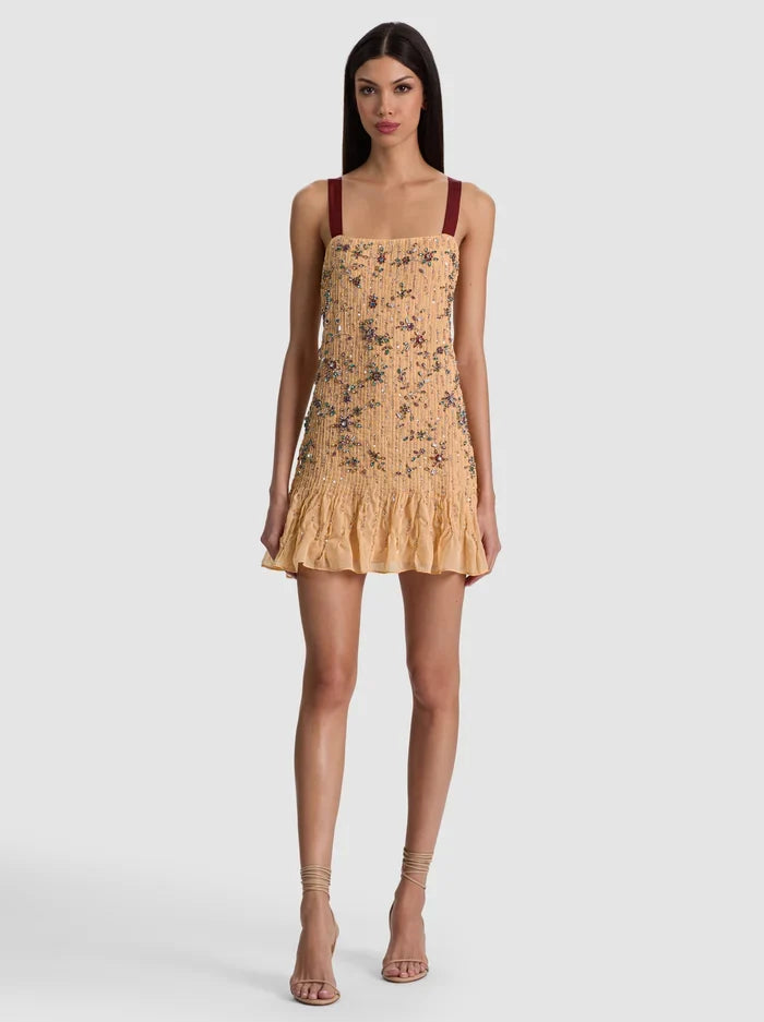 Linnea Embellished Mini Dress - Light Peach