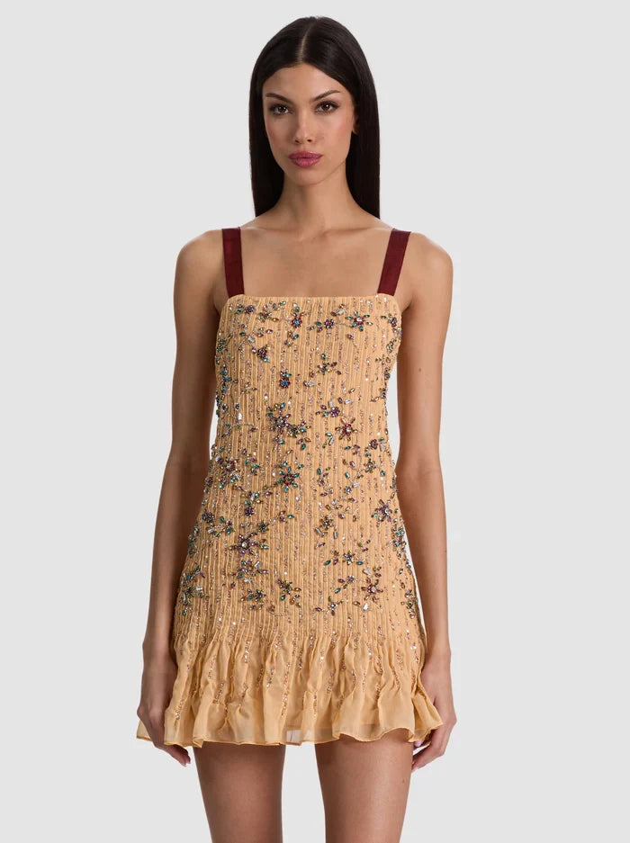 Linnea Embellished Mini Dress - Light Peach