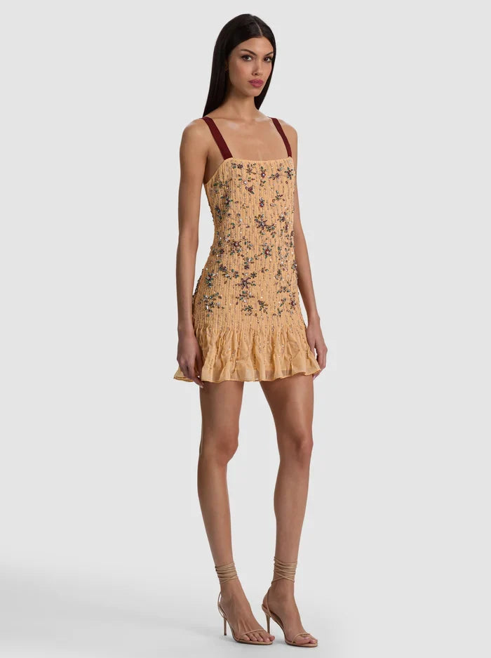 Linnea Embellished Mini Dress - Light Peach