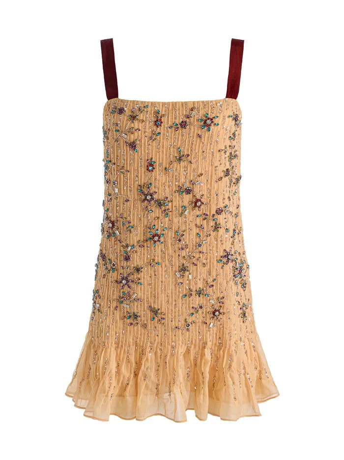Linnea Embellished Mini Dress - Light Peach