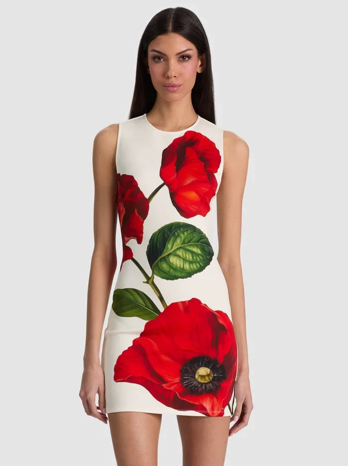 Wynell Fitted Mini Dress - Summer Poppy