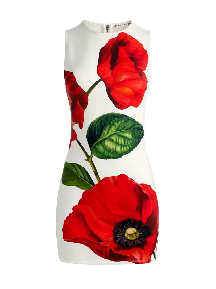 Wynell Fitted Mini Dress - Summer Poppy