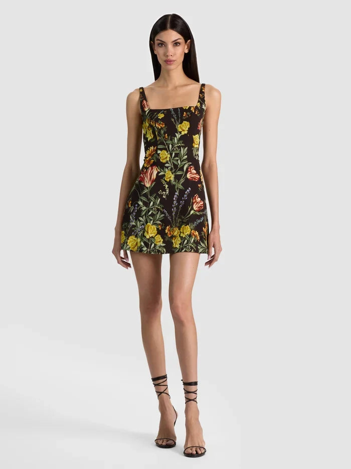 Julia Mini Dress - Desert Sprigs Black