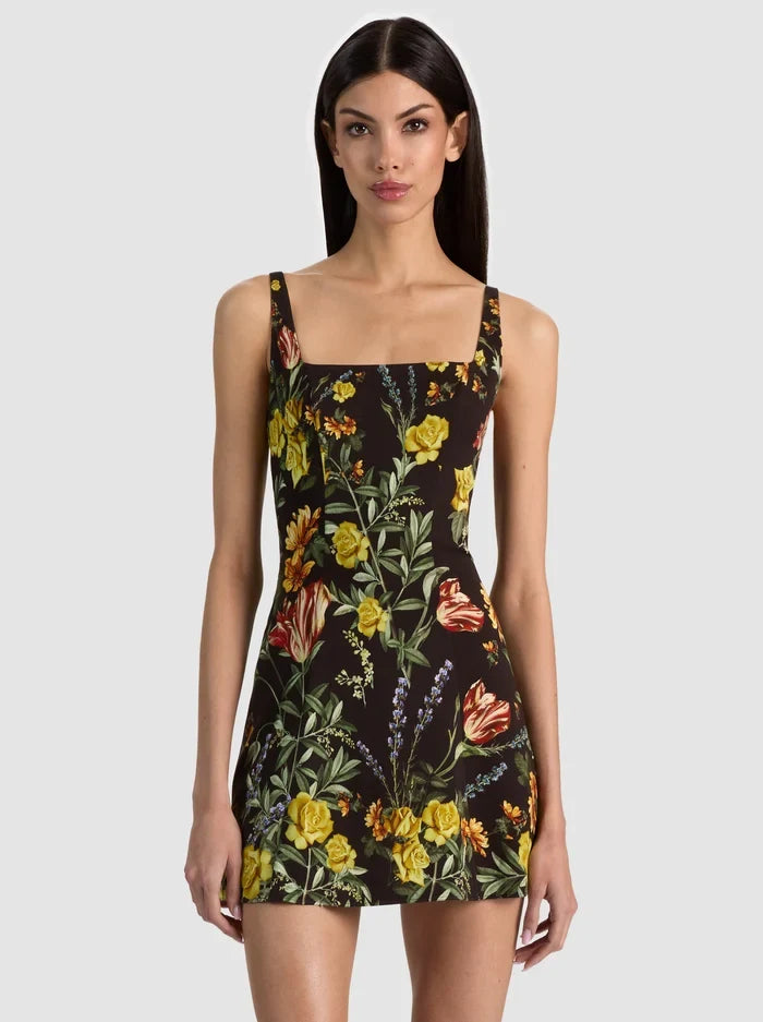 Julia Mini Dress - Desert Sprigs Black