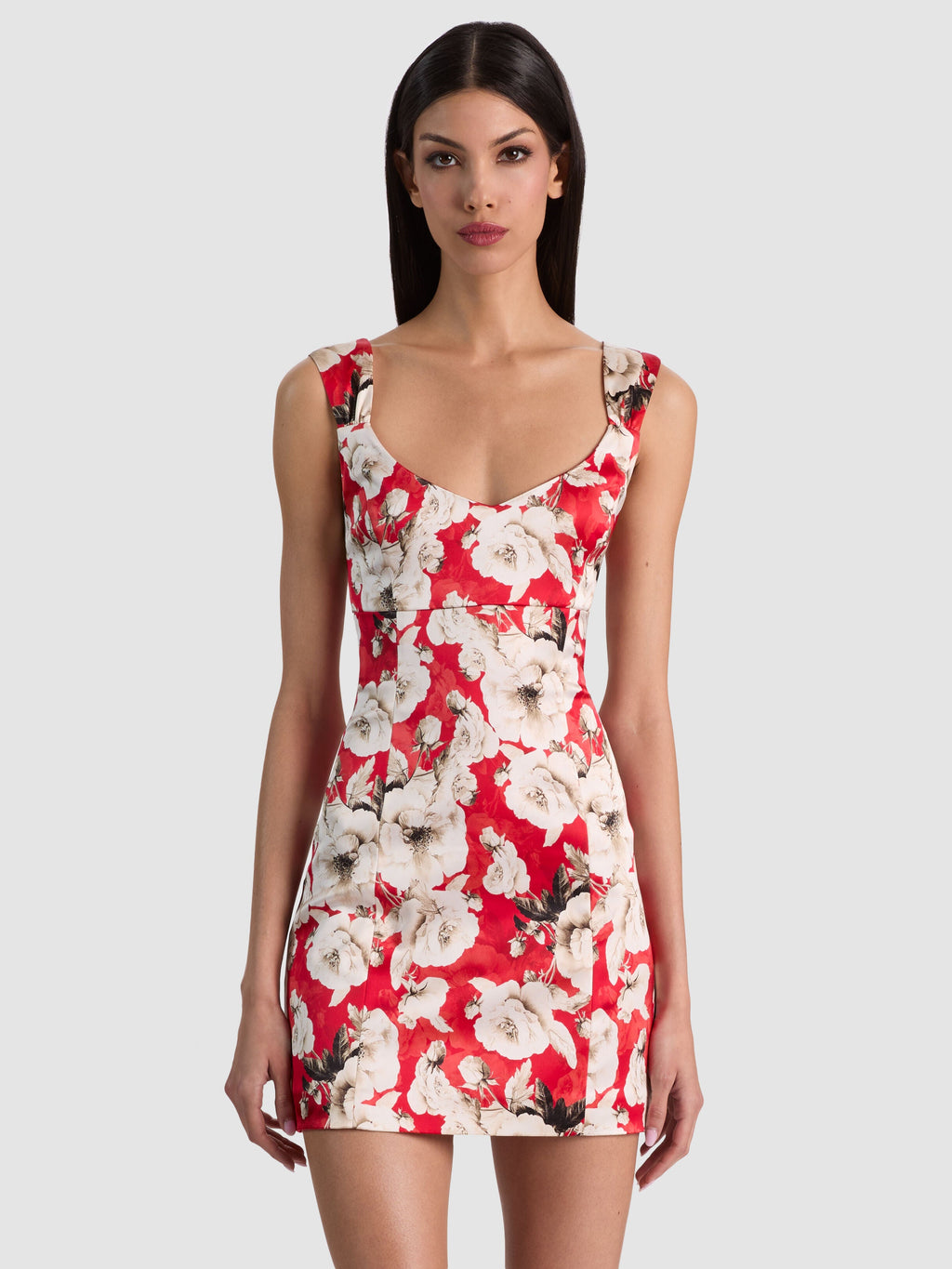 Renee Fitted Mini Dress - Rose Garden Hibiscus