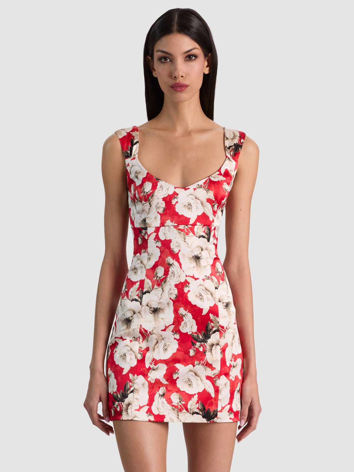 Renee Fitted Mini Dress - Rose Garden Hibiscus