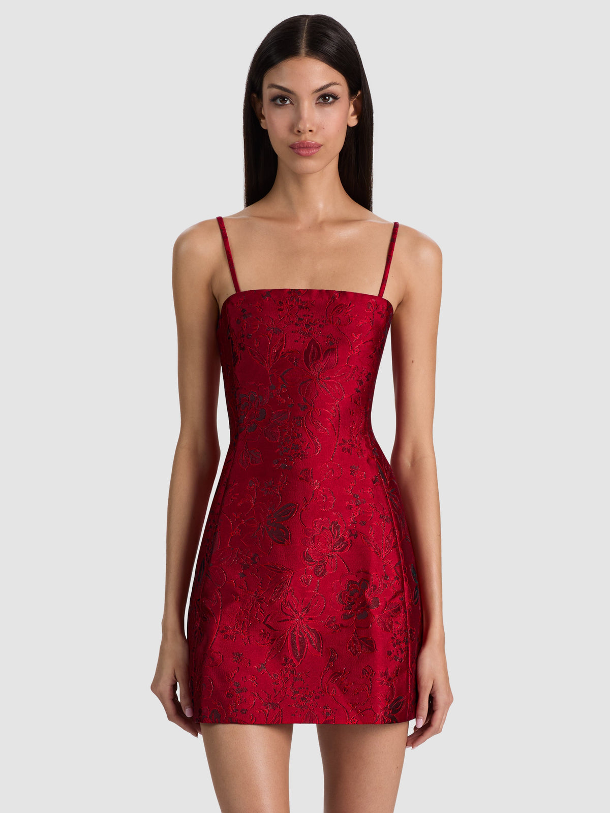 Velia Embroidered Mini Dress - Hibiscus