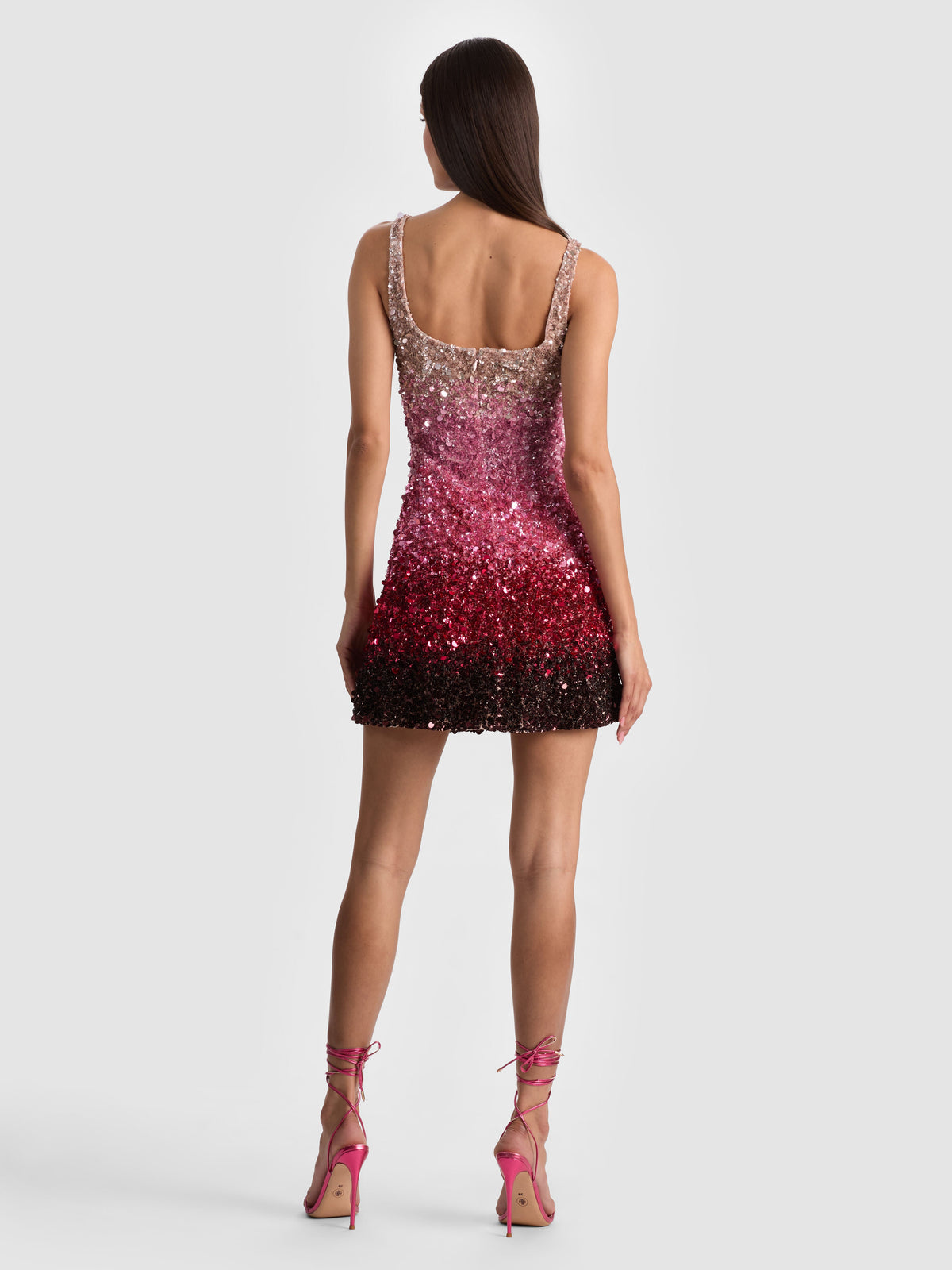Eve Embellished Mini Dress - Ascendent Ombre Deep Pink