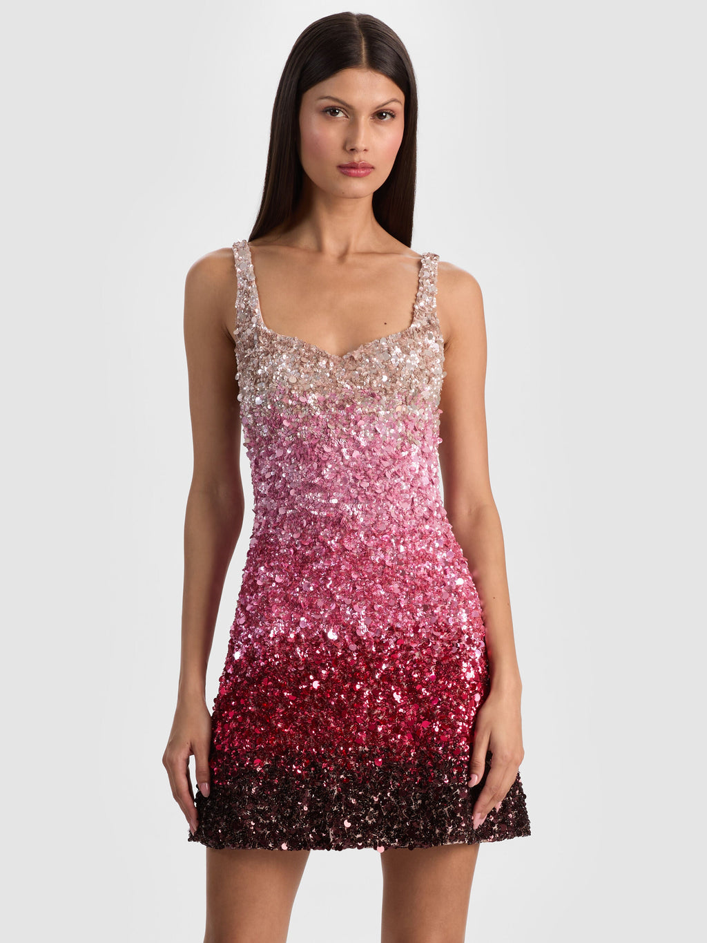 Eve Embellished Mini Dress - Ascendent Ombre Deep Pink