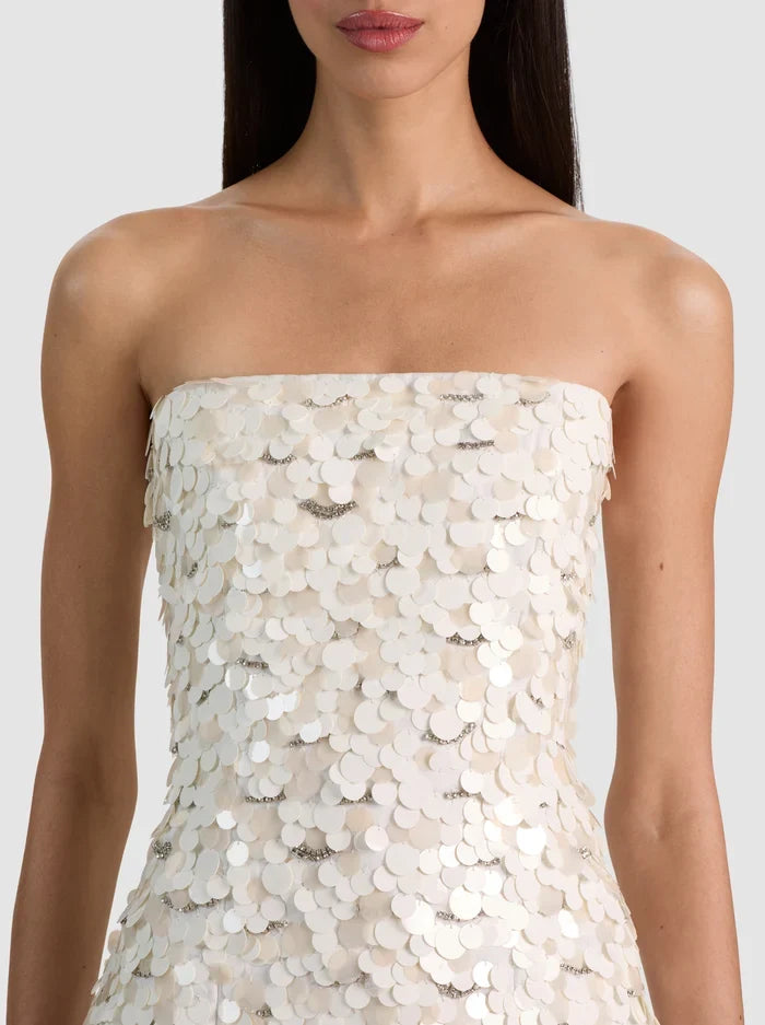 Katia Embroidered Mini Gown - Off White Multi