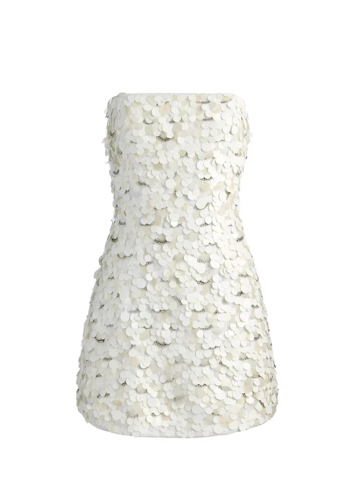 Katia Embroidered Mini Gown - Off White Multi