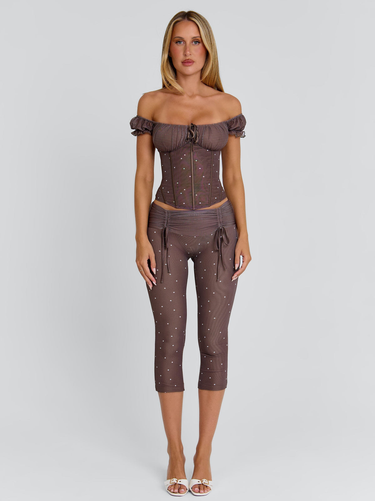 Corala Capri Pants Chocolate Polka Dot