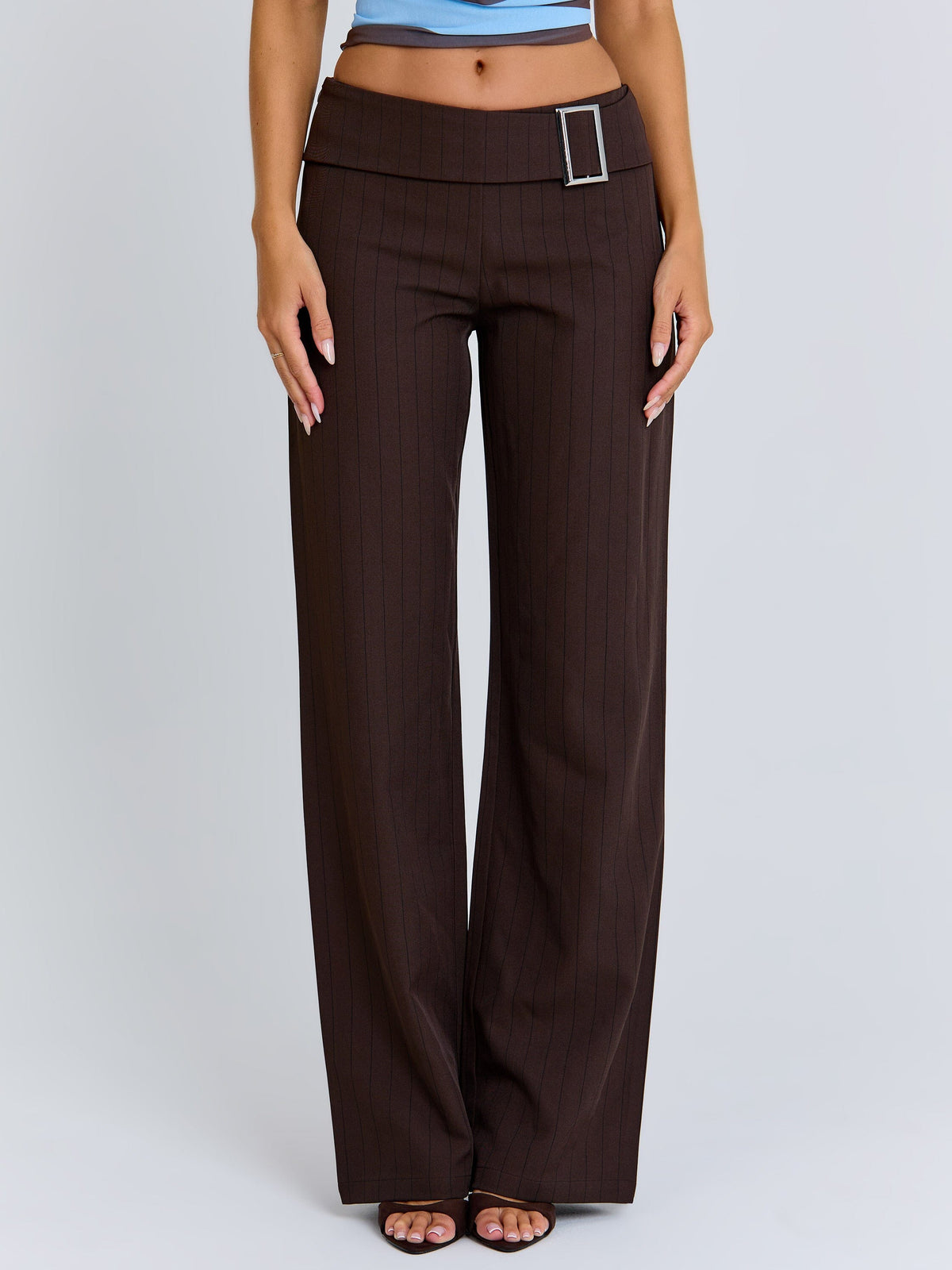 Elysa Pant Brown Pinstripe