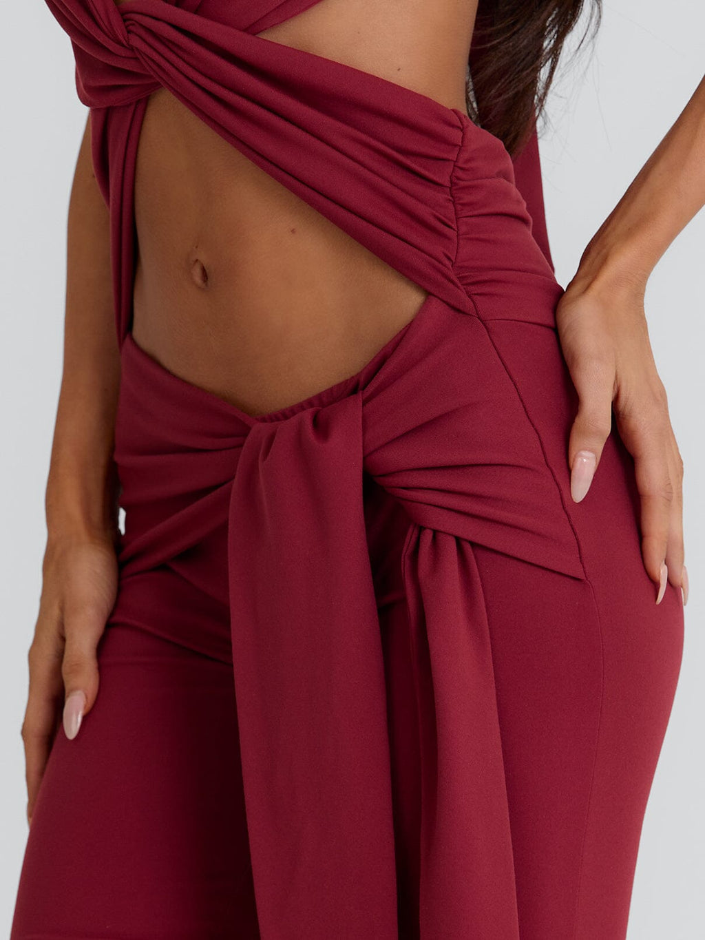 Eugenia Capri Jumpsuit Burgundy