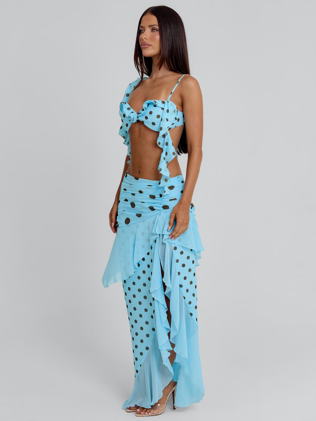 Farwin Maxi Skirt Blue Polka Dot