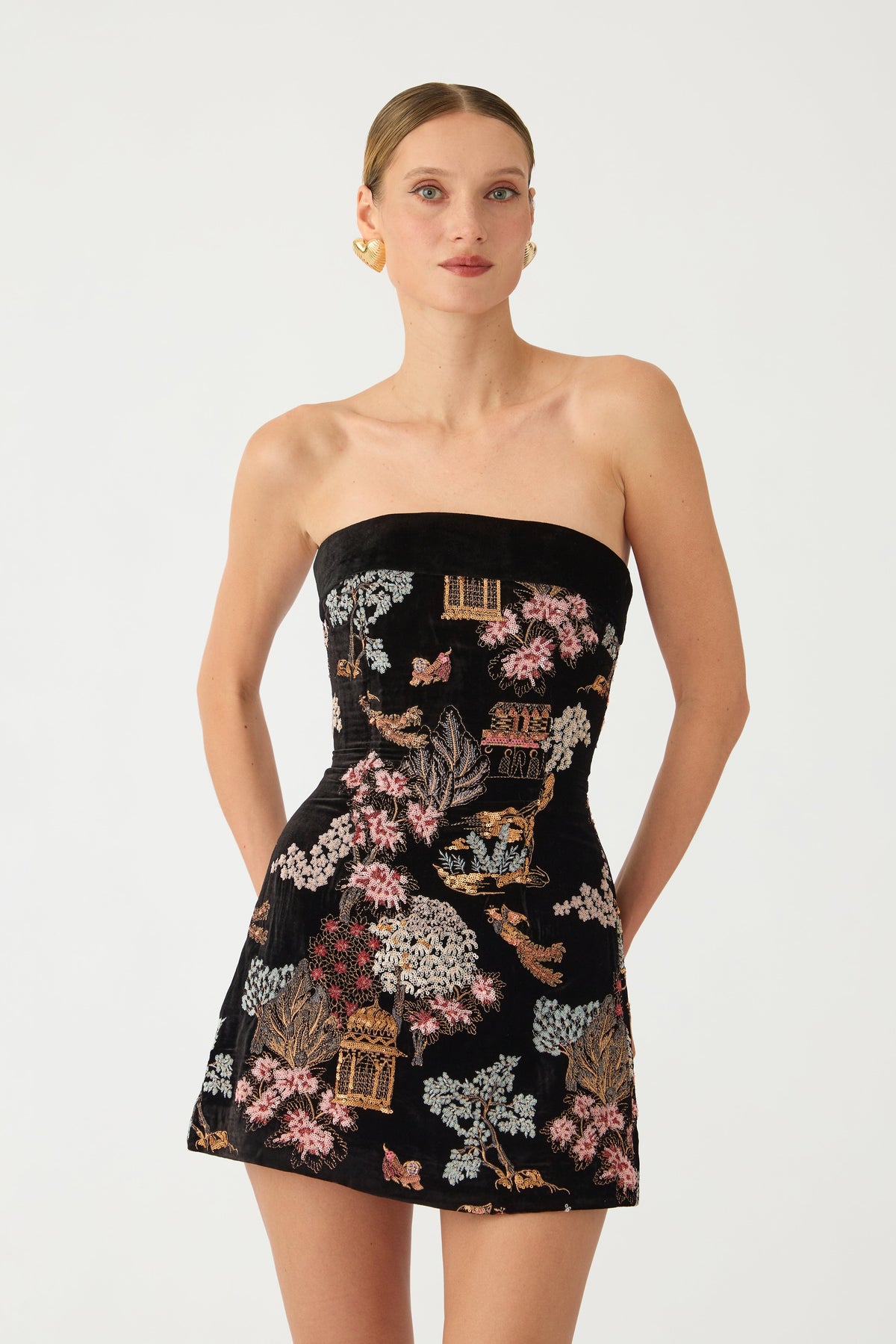 Jodie Embroidered Mini Dress