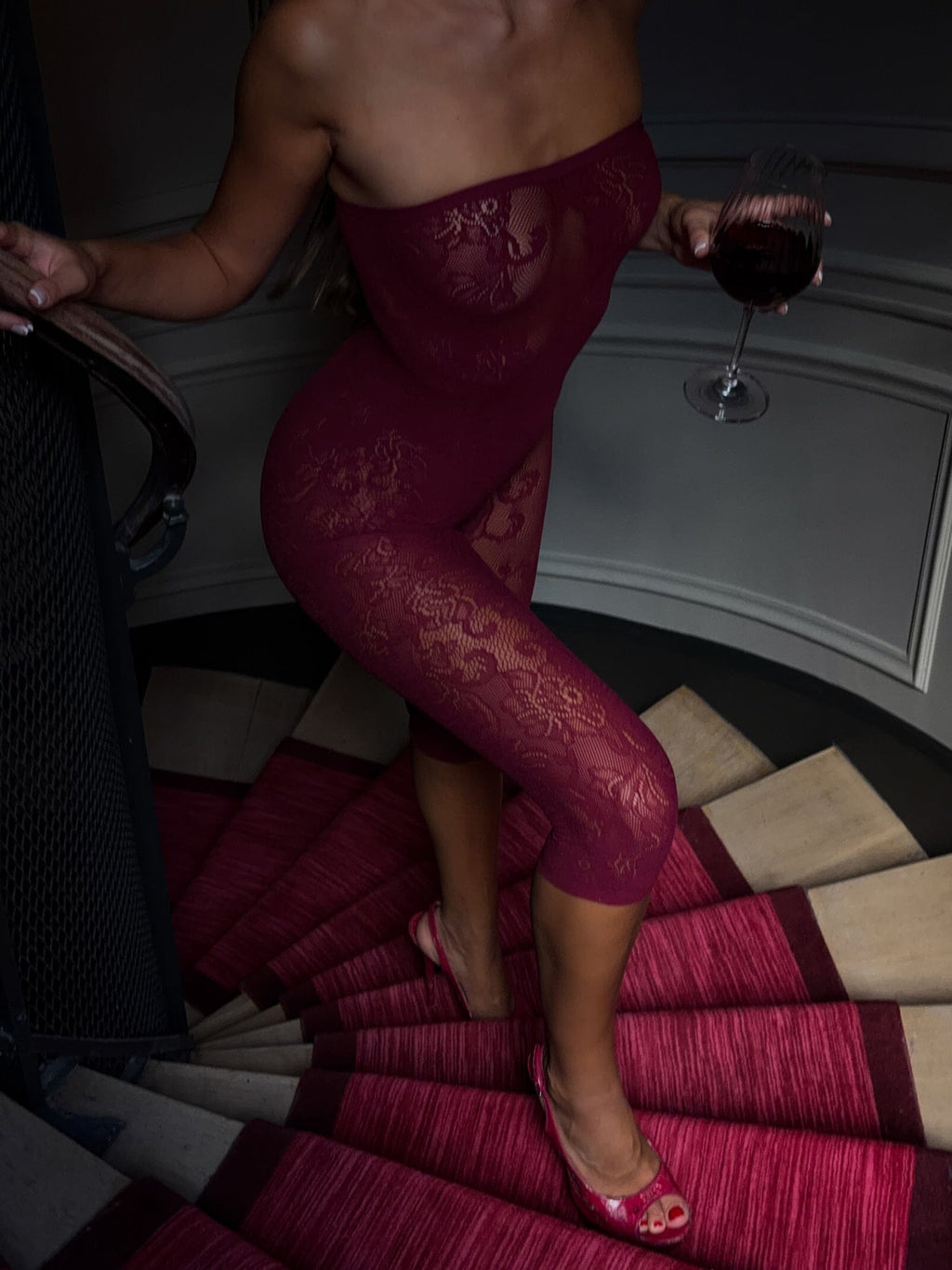 Hadiya Capri Jumpsuit Burgundy