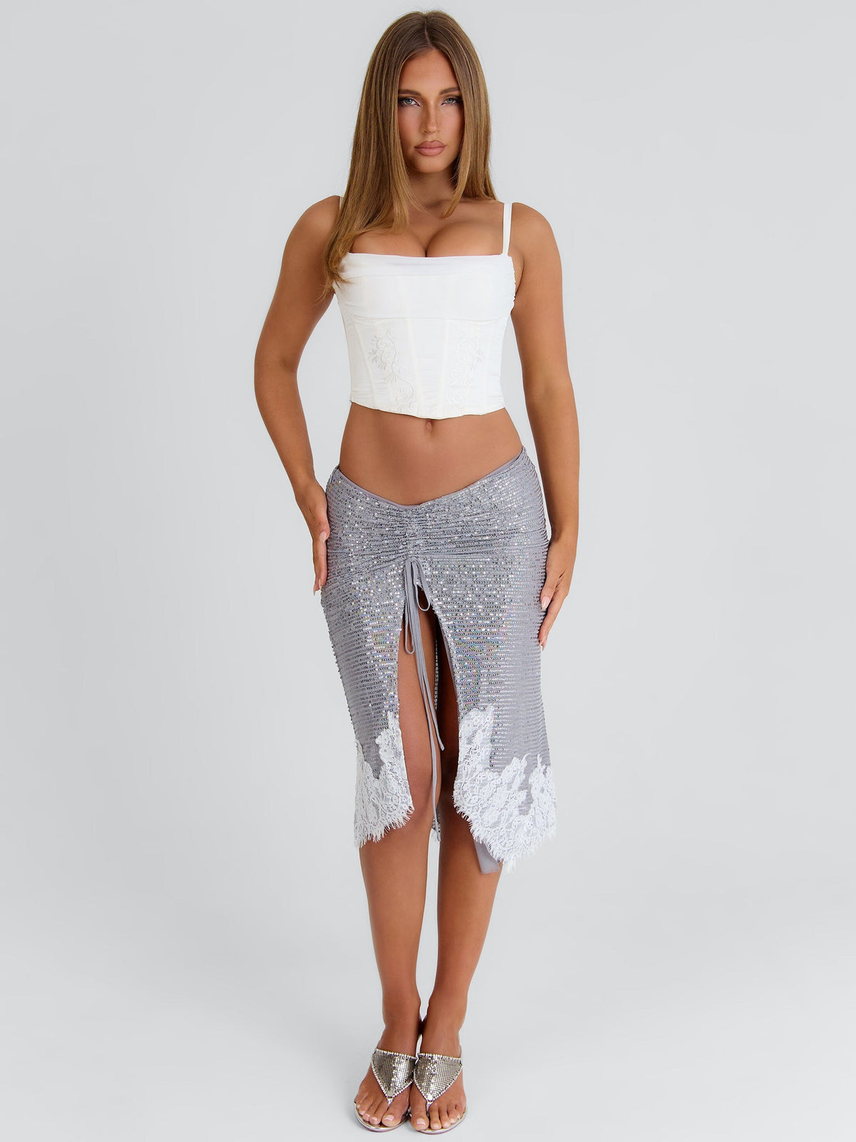Laelia Midi Skirt Silver