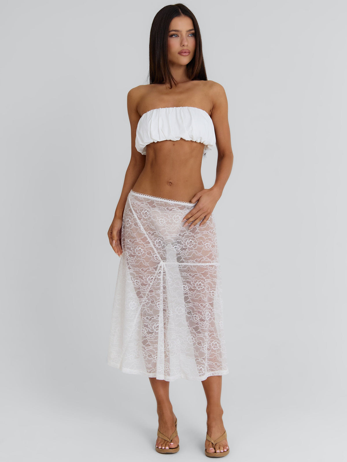 Sarahi Midi Skirt White