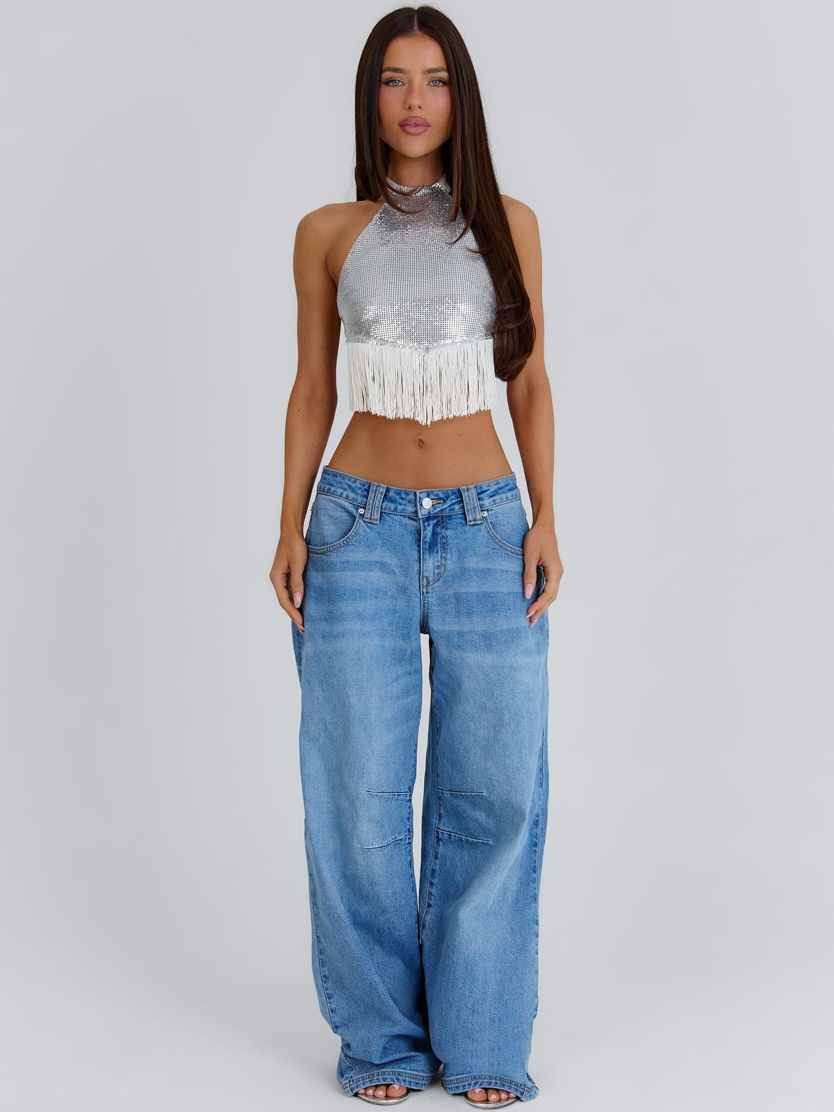 Katrina Crop Top Silver