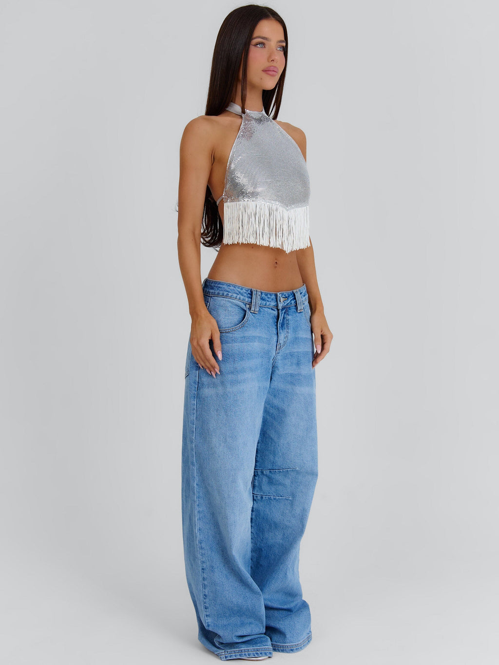 Katrina Crop Top Silver