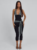 Malani Capri Jumpsuit Black Stripe