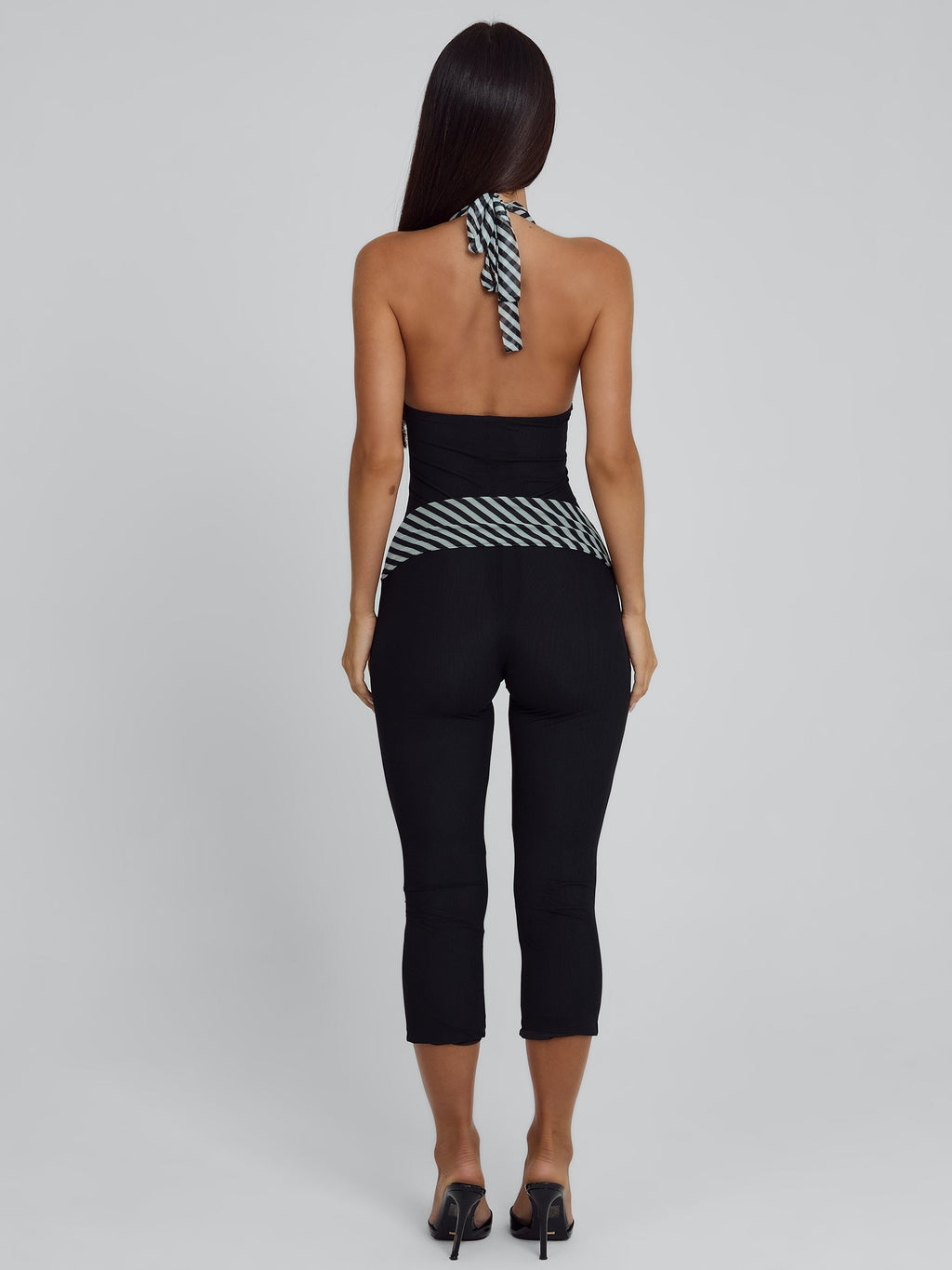 Malani Capri Jumpsuit Black Stripe