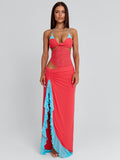 Miranda Maxi Dress Coral And Blue