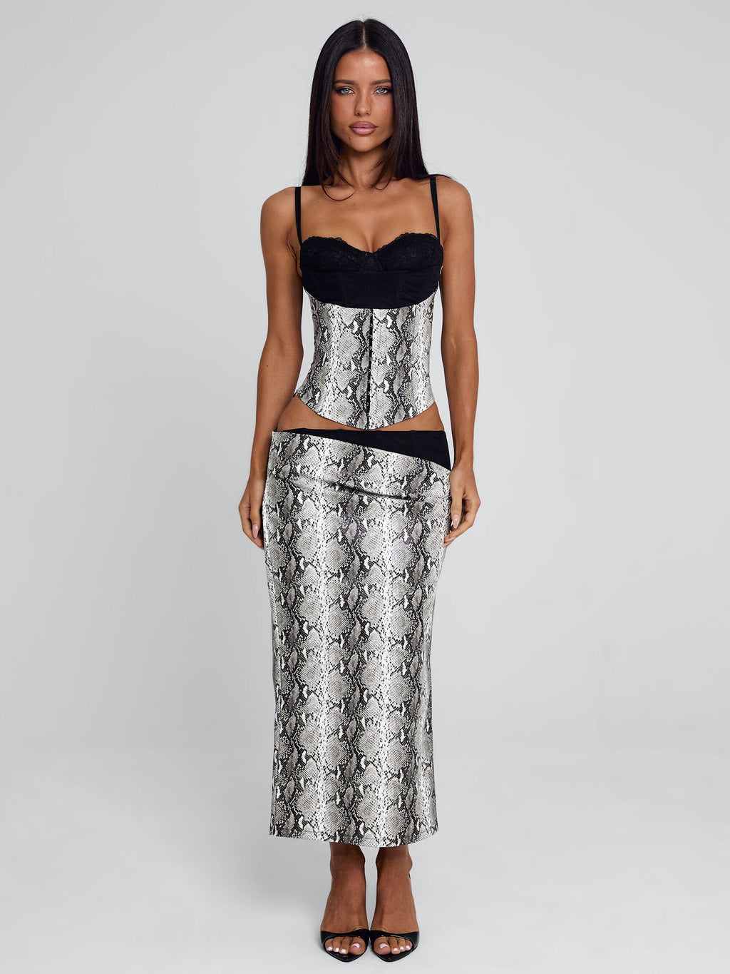 Ravelle Midi Skirt Silver Snake