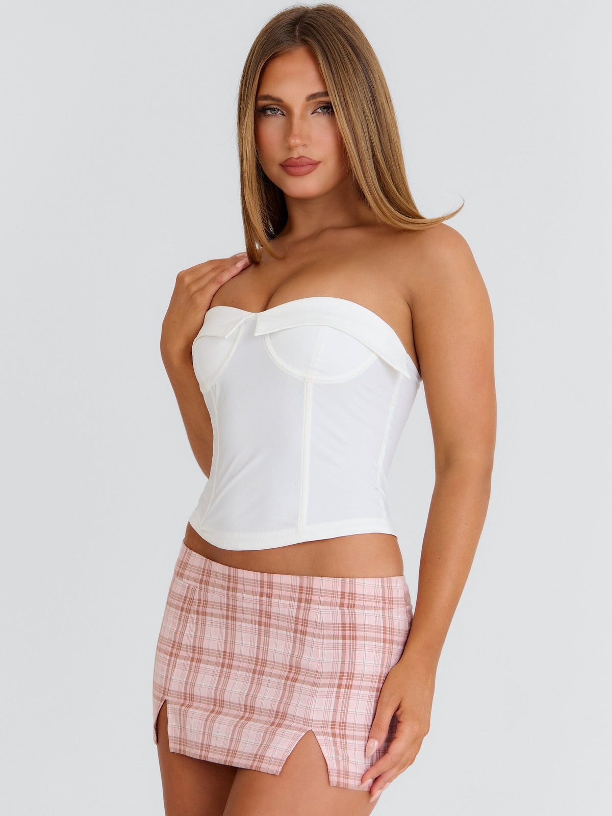 Schoolgirl Corset Top White