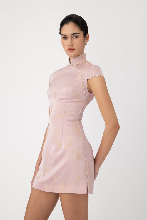 Cara Satin Jacquard Mini Dress