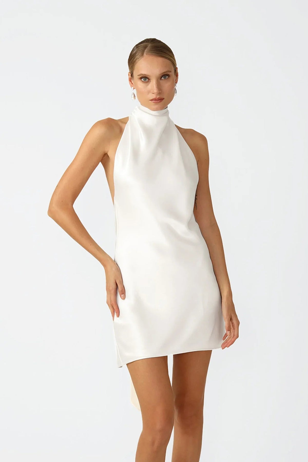 Penny Backless Satin Mini Dress