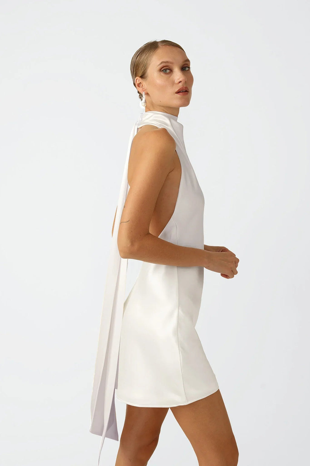 Penny Backless Satin Mini Dress