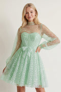 A-Line Corset Homecoming Dress with Sleeves