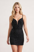 Sexy Fitted V-Neck Spaghetti Straps Fully Beaded Homecoming Dress
