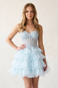 Cute A Line Light Blue Organza Homecoming Dresses