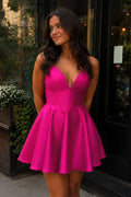 A-line Spaghetti Straps Satin Homecoming Dress