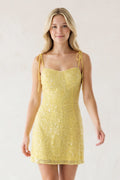 Yellow Sweetheart  Sheath Sequins Short Homecoming Dresses