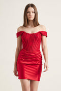 Sheath Off the Shoulder Corset Homecoming Dress