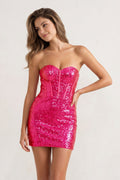 Sheath Fuchsia Sweetheart Sequins Short Homecoming Dress