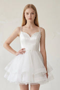 A-line Spaghetti Straps Tulle Short Homecoming Dresses