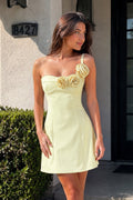 Yellow One Shoulder A Line Short Homecoming Dresses With Flowers