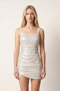 Bodycon White Square Neck Sequins Mini Homecoming Dresses